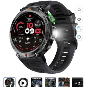 Black Tactical Smartwatch with Fitness Tracking
